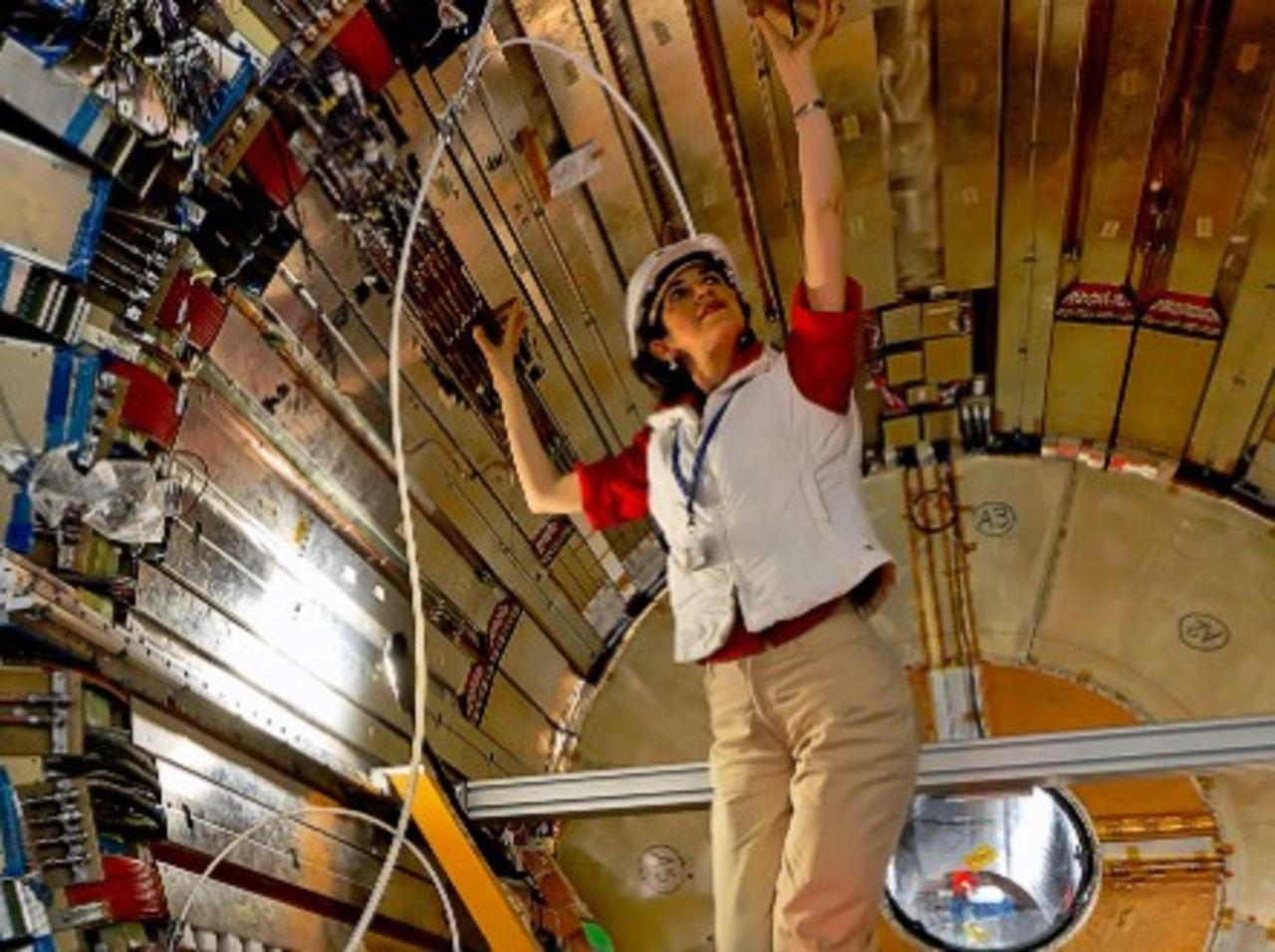 CERN experimental physicist Fabiola Gianotti in the ATLAS detector, 14 April, 2007. - (Courtesy Mike Struik)