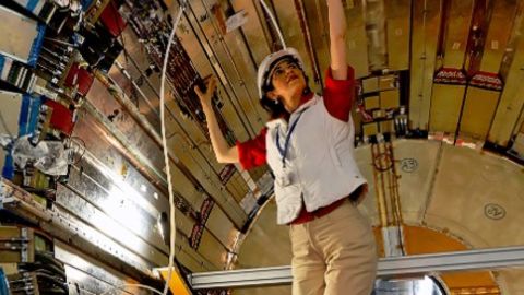 CERN experimental physicist Fabiola Gianotti in the ATLAS detector, 14 April, 2007. - (Courtesy Mike Struik)