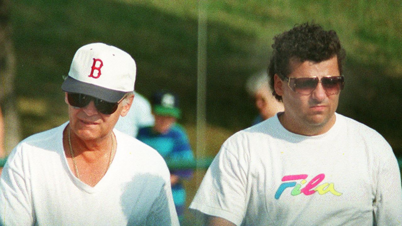 Whitey Bulger (left) and Kevin Weeks on a walk around Castle Island.