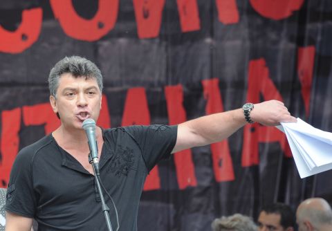 One of Russia's opposition leaders, former first deputy prime minister Boris Nemtsov, speaks during the opposition rally in Moscow. 