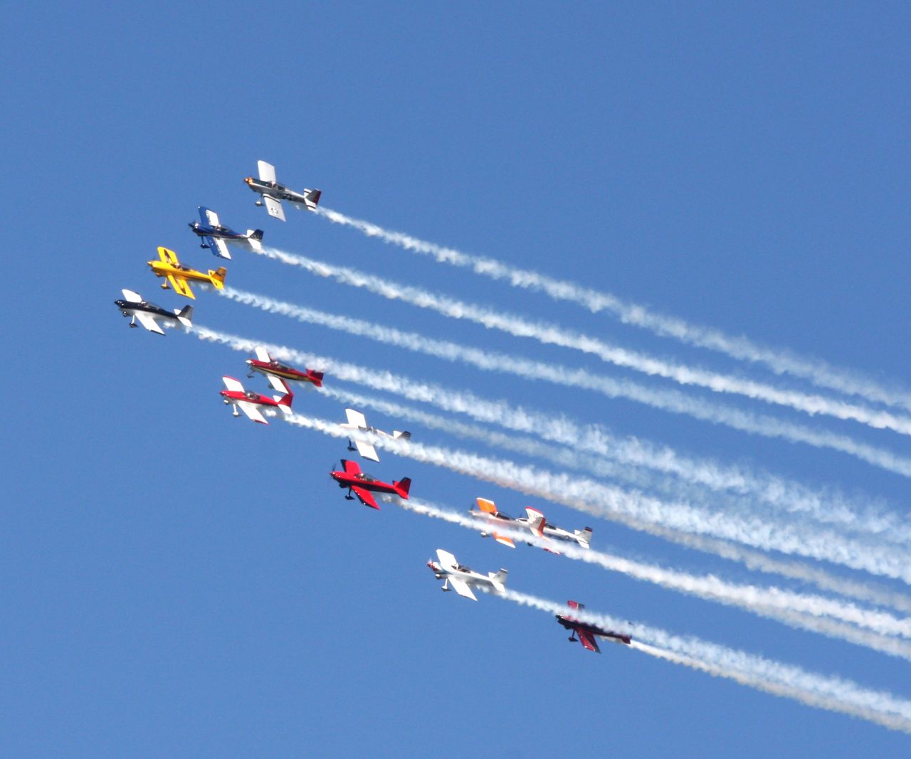 The <a href="http://www.teamrv.us/" target="_blank" target="_blank">Team RV</a> aerobatic squadron is slated to perform at this July's Oshkosh airshow. Team RV's homebuilt aircraft -- designed by Richard VanGrunsven -- perform at speeds over 200 mph while pulling g-forces up to 6 times normal gravity.