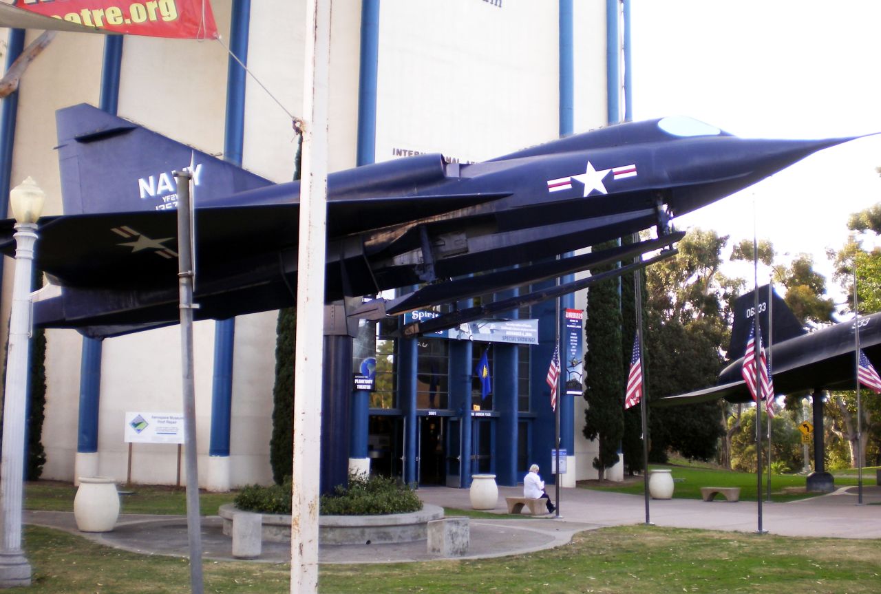 Welcoming visitors to the <a href="http://www.sandiegoairandspace.org/" target="_blank" target="_blank">San Diego Air & Space Museum </a>is the U.S. Navy's Sea Dart. It was designed as "the first combat-type plane equipped with retractable hydro-skis, the first delta-winged seaplane, and the first supersonic seaplane in the world," according to the museum.