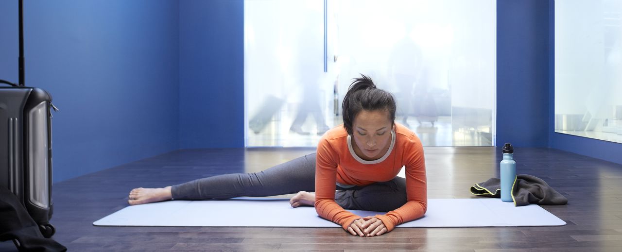 Harried travelers can practice their sun salutations at the new yoga room at San Francisco International Airport.