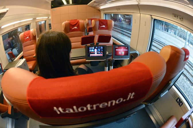 Italo's features include a cinema carriage and free Wi-Fi access throughout the train.