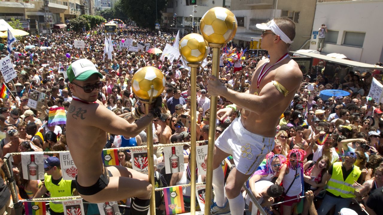 Partygoers pack the streets during Tel Aviv's annual gay pride parade