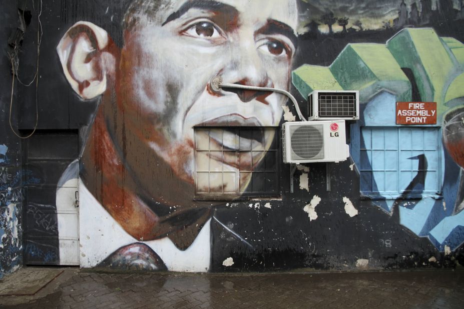 U.S. President Barack Obama is another of the group's non-corruption paintings.