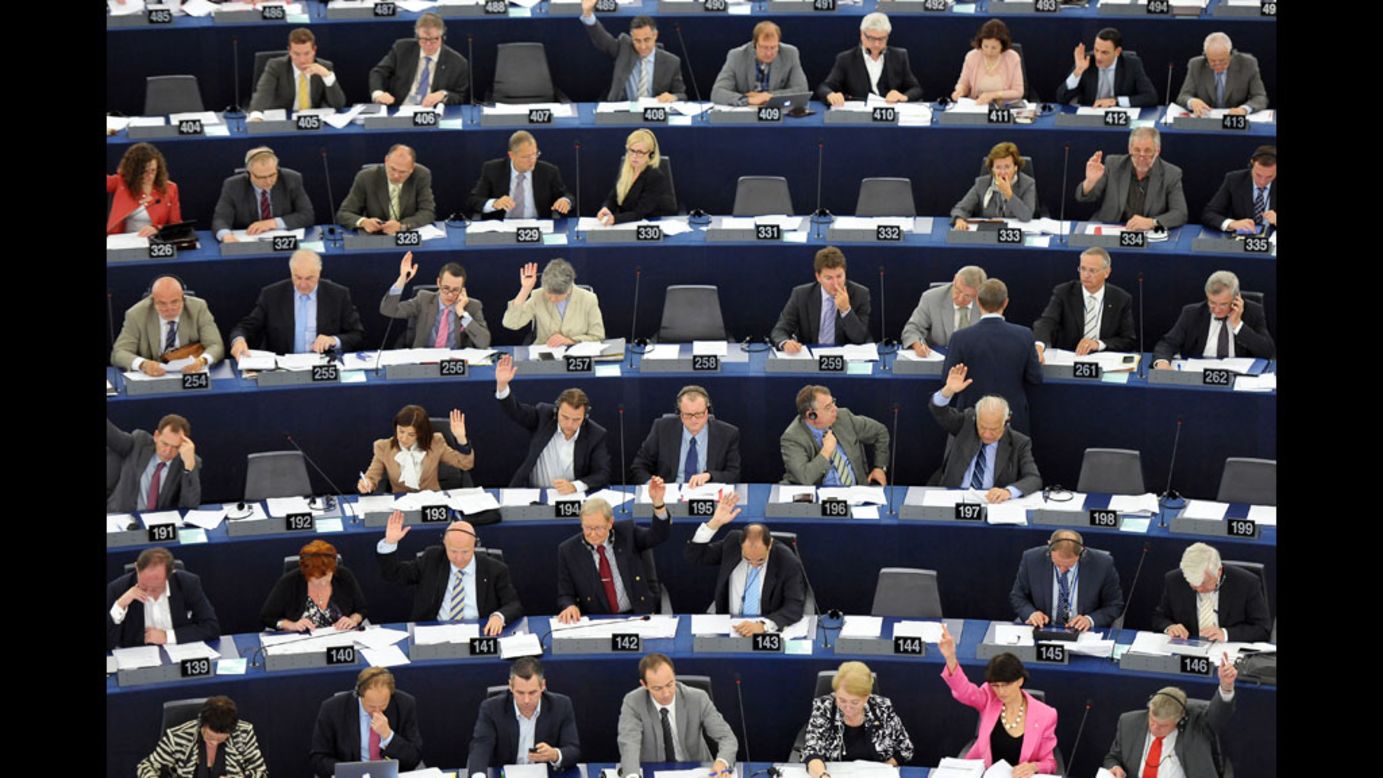 Members of the European Parliament take part in a voting session Wednesday in Strasbourg, France.