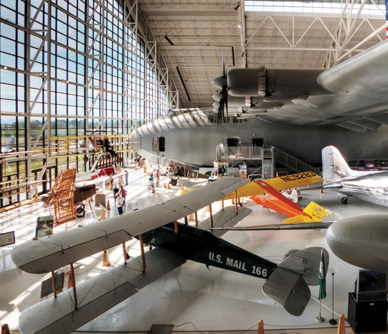 More than 66 years after it first flew, Howard Hughes' gigantic, wooden H-4 Hercules -- nicknamed the Spruce Goose -- still has one of the widest wingspans of any airplane: 320 feet. It's housed at the Evergreen Aviation & Space Museum, in McMinnville, Oregon. 