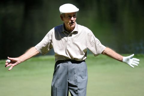 Jack Fleck, pictured here during the Masters' par-three in 2011, caused a big shock back in 1955. He snatched the U.S. Open title from Ben Hogan -- who had been congratulated on his apparent triumph by a TV commentator before his little-known rival forced a playoff and won it.