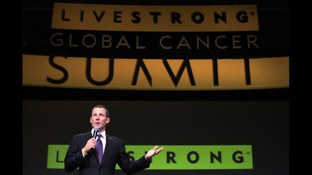 Armstrong launches the three-day Livestrong Global Cancer Summit in 2009 in Dublin, Ireland. The event was organized by his foundation.