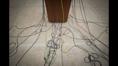 Mic cords abound as the media took over the courthouse lawn to cover the Jerry Sandusky trial. 