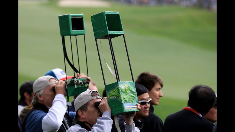 Fans watch the play during the first round of the U.S. Open.