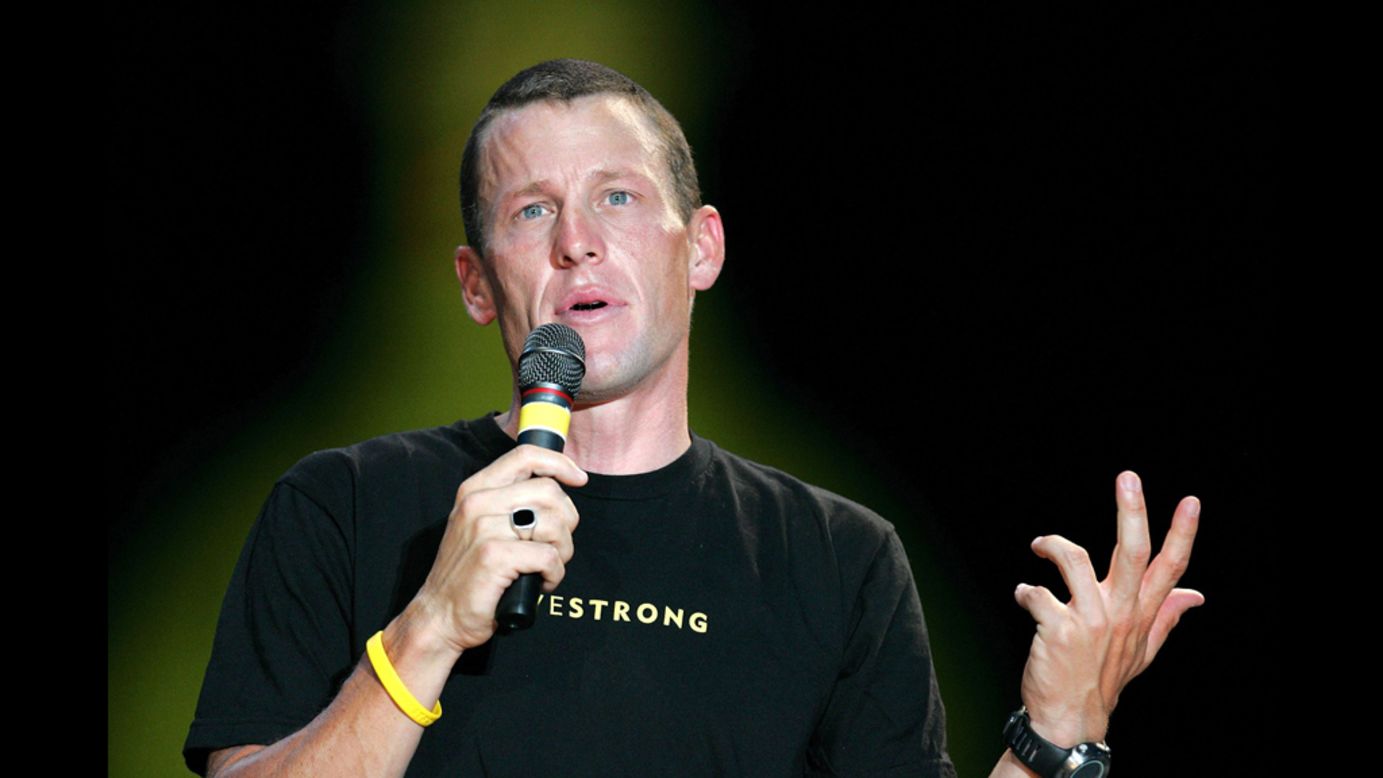 After his sixth consecutive Tour de France win, Armstrong attends a celebration in his honor in front of the Texas State Capitol in Austin.
