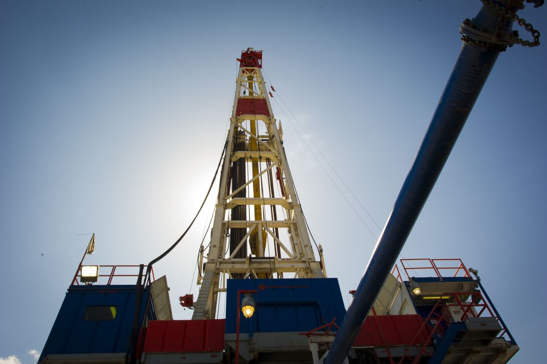 A fracking rig near Waynesburg, Pa. is shown in 2012. 