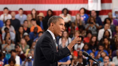 President Barack Obama speaks on the economy during a campaign event in Cleveland on June 14.