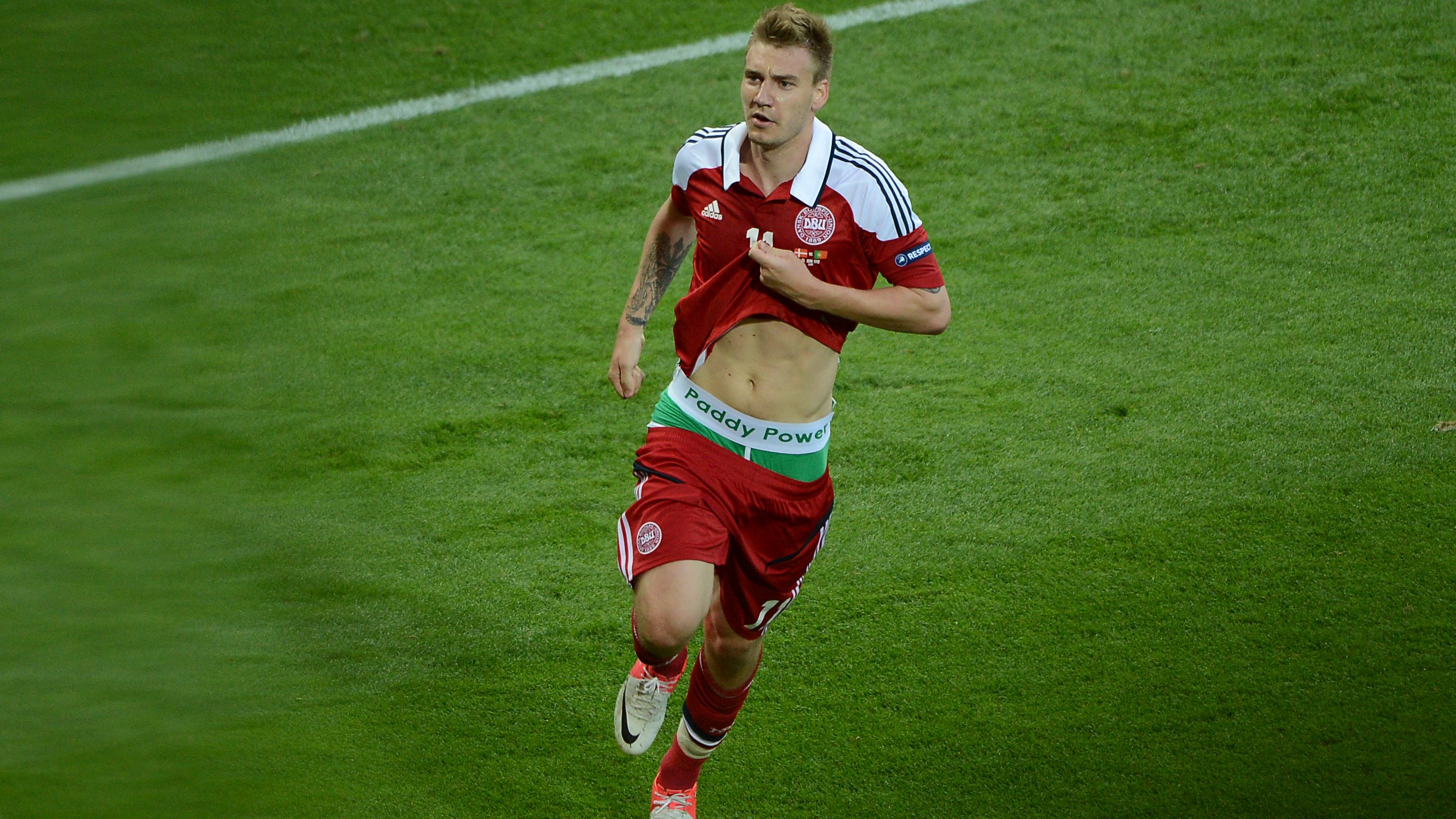 Denmark's Nicklas Bendtner scored twice during his country's 3-2 defeat against Portugal.