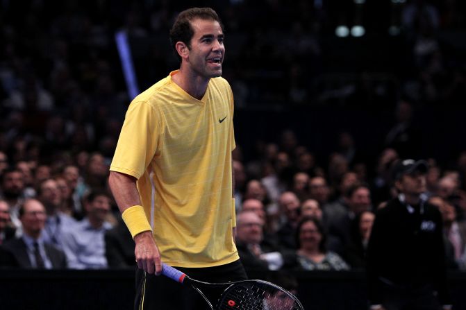 Sampras is still enjoying his tennis and was all smiles in a 2011 exhibition match in New York against old rival Agassi.