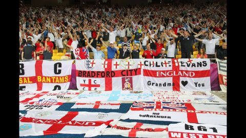 England fans soak up the atmopshere ahead of the Sweden-England matchup.