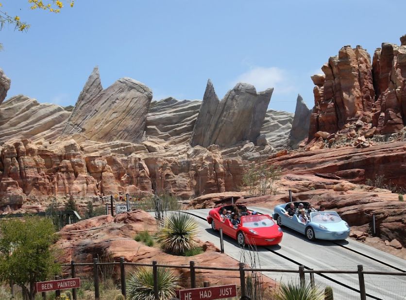 Radiator Springs Racers, one of three new attractions that make up Disney's Cars Land, takes riders on a slot car adventure. The park opens June 15.