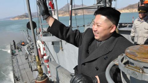 A photo from North Korea's official Korean Central News Agency shows Kim Jung Un as he inspects an army navy unit.  