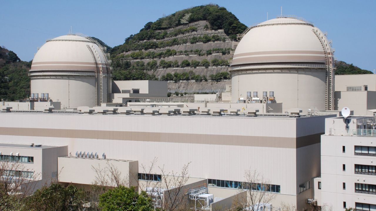 This picture taken in April shows the third and fourth reactor building of the Ohi nuclear power plant in Japan.