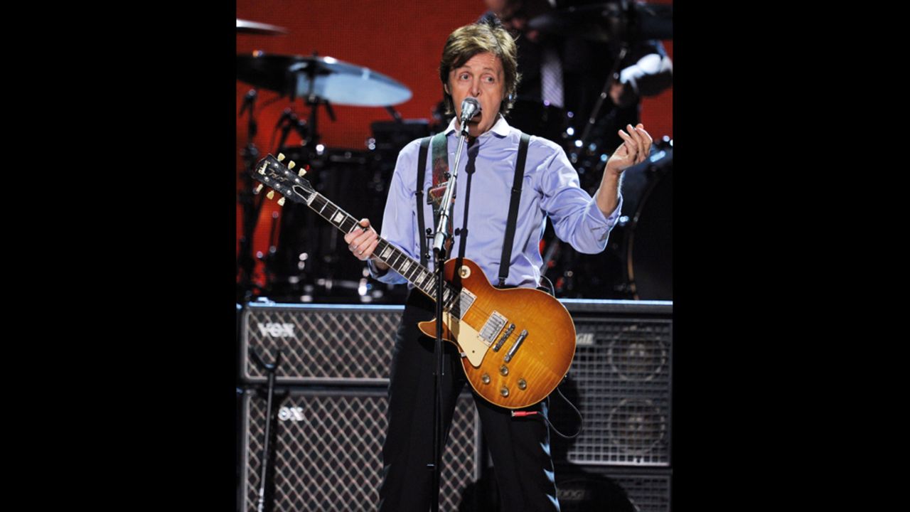 McCartney performs onstage at the 54th annual Grammy Awards in Los Angeles on February 12, 2012.