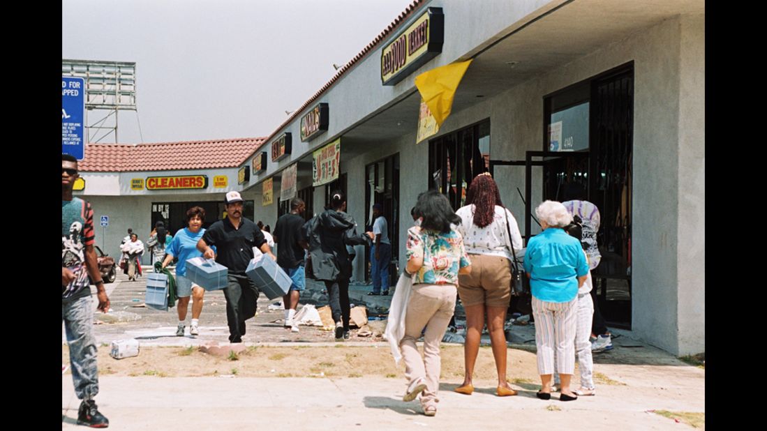 Looters target a shopping center in Los Angeles on April 30. 