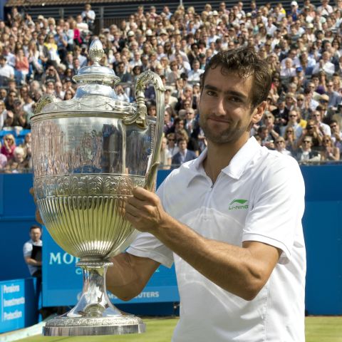 Croatia's Marin Cilic was left to claim the winning trophy at Queen's Club after Nalbandian was disqualified.