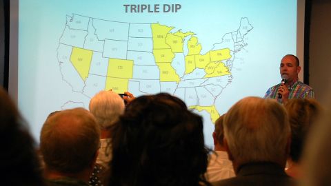 FreedomWorks' Russ Walker walked activists through a map of states that are part of the "triple dip" strategy in 2012.