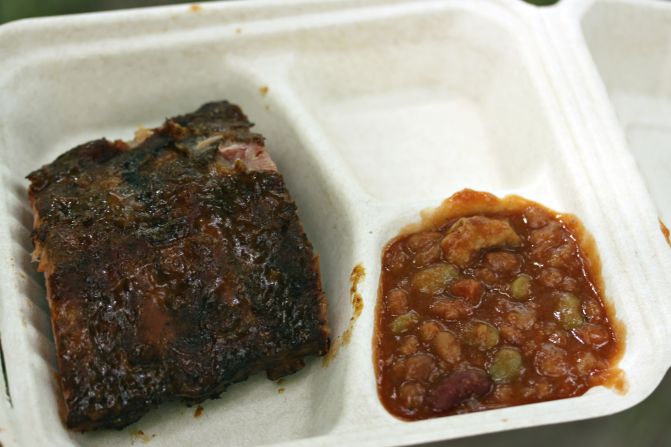 Babyback ribs and beans from pitmaster Mike Mills of 17th Street BBQ, Murphysboro, Illinois