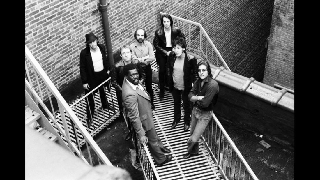 The singer and the E Street Band -- clockwise, top right, Garry Tallent, Springsteen, Max Weinberg, Clarence Clemons, Danny Federici, Roy Bittan and Steve Van Zandt in Red Bank, New Jersey, in 1979.