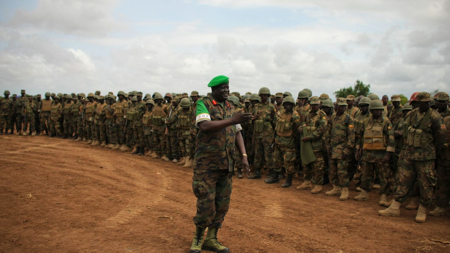 File photo: An African Union commander addresses Ugandan soldiers serving with the AU operation in Somalia in 2012. 