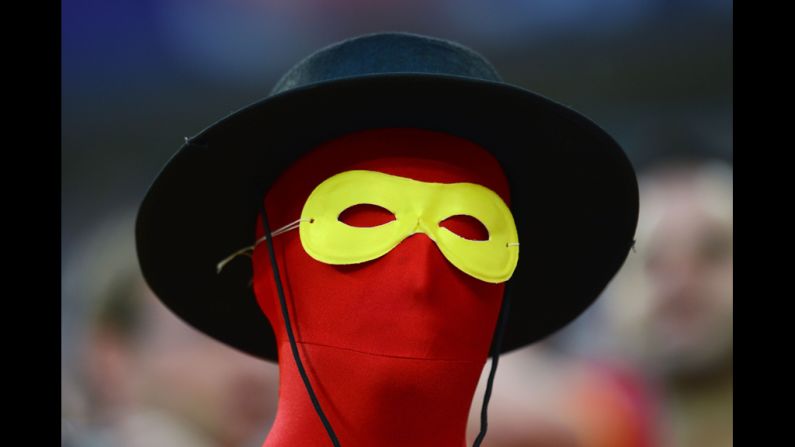 A Spanish fan waits for the start of the match between Croatiia and Spain.