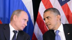 US President Barack Obama (R) listens to Russian President Vladimir Putin after their bilateral meeting in Los Cabos, Mexico on June 18, 2012 on the sidelines of the G20 summit. Obama and President Vladimir Putin met Monday, for the first time since the Russian leader's return to the presidency, for talks overshadowed by a row over Syria. The closely watched meeting opened half-an-hour late on the sidelines of the G20 summit of developed and developing nations, as the US leader sought to preserve his "reset" of ties with Moscow despite building disagreements. AFP PHOTO/Jewel Samad        (Photo credit should read JEWEL SAMAD/AFP/GettyImages)