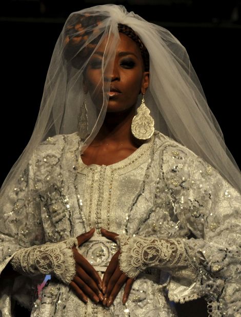 An intricate wedding dress by Moroccan designer Meireym Boussiko.