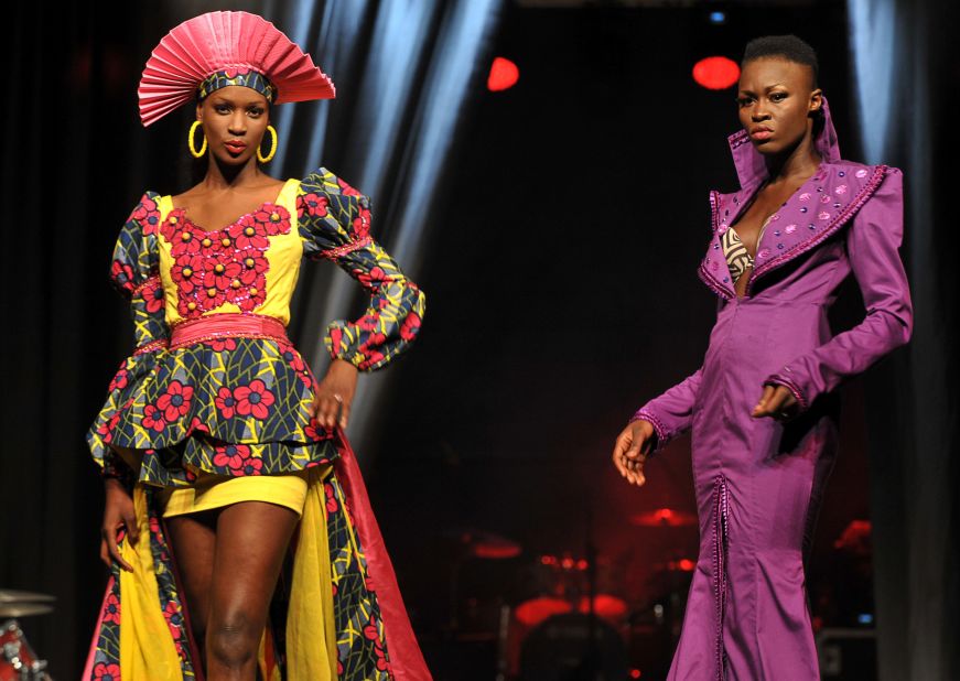 Bright colors dominated the week, such as these playful outfits from Senegalese  designer Mamta Lopy.