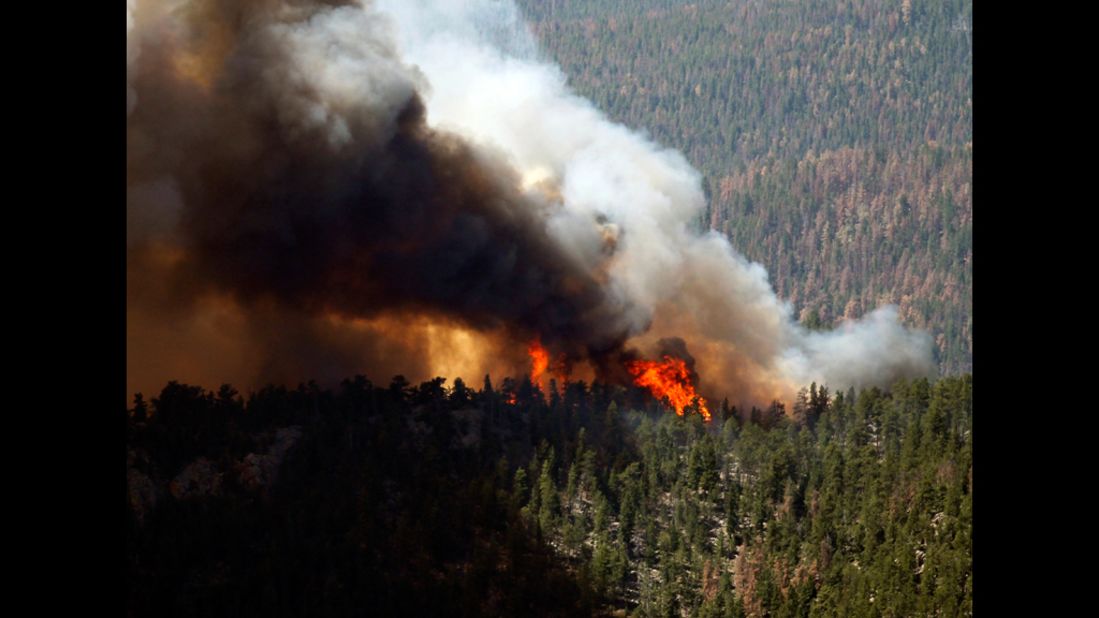 The High Park Fire rages through the forest west of Fort Collins, Colorado, on June 19.