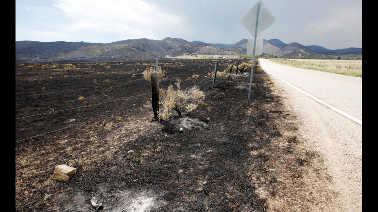 Flames scorched this area outside of Fort Collins where the High Park Fire has burned out, June 19.