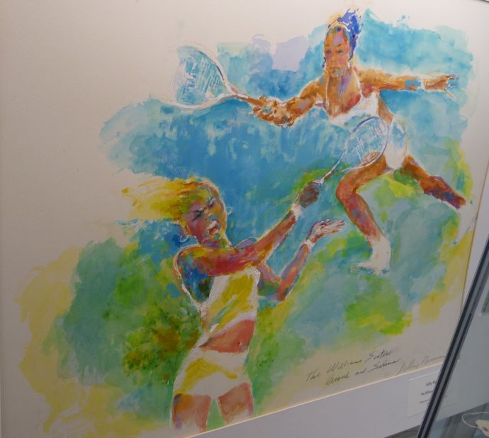 Neiman's picture of Venus and Serena Williams at the U.S. Open is on sale in 2009 in New York.