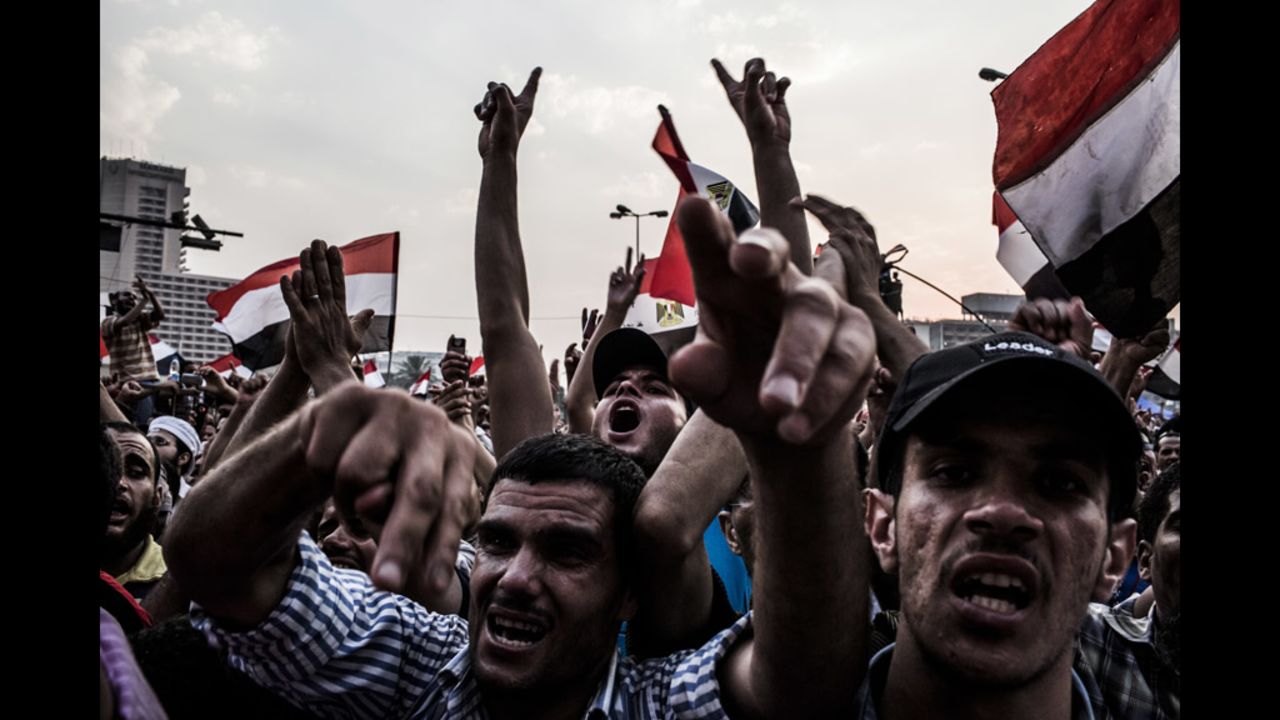 Protesters demonstrate against Egypt's military rulers.
