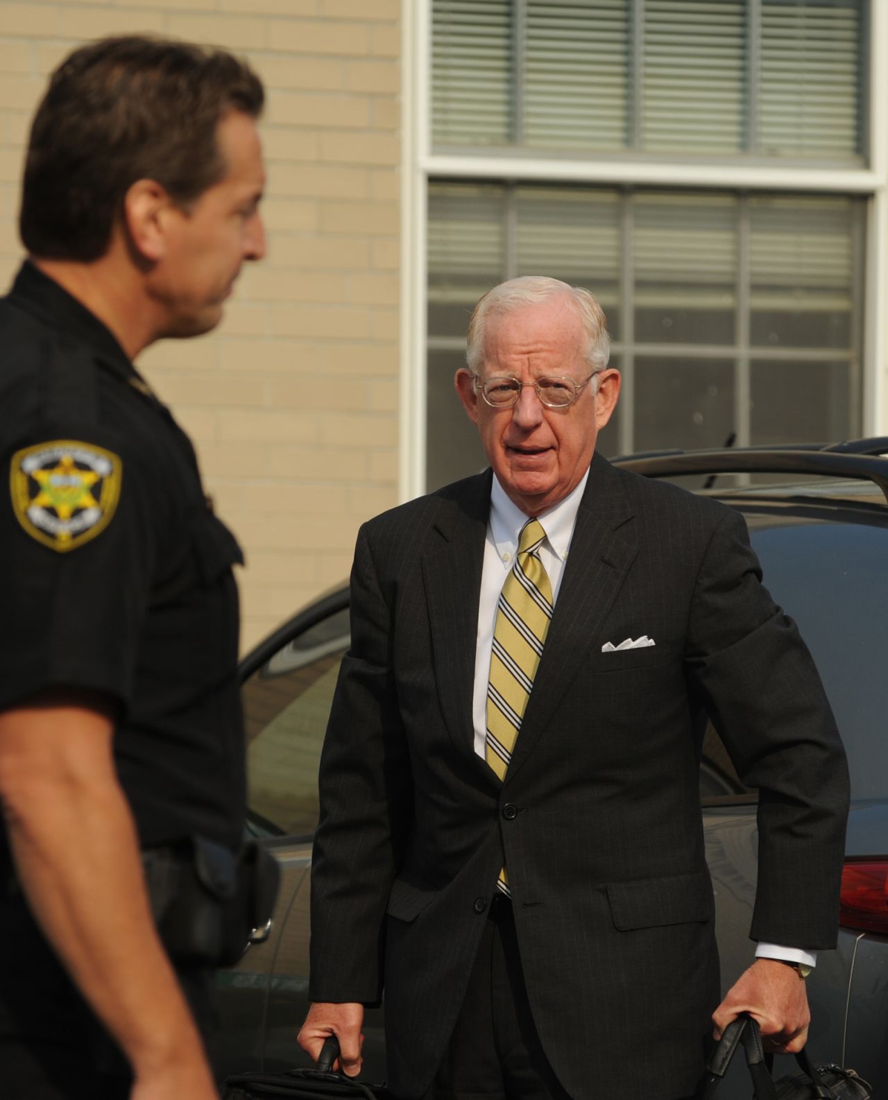Judge John Cleland walks into the courthouse. Once the jury reached its decision, he revoked Sandusky's bail and ordered his arrest.