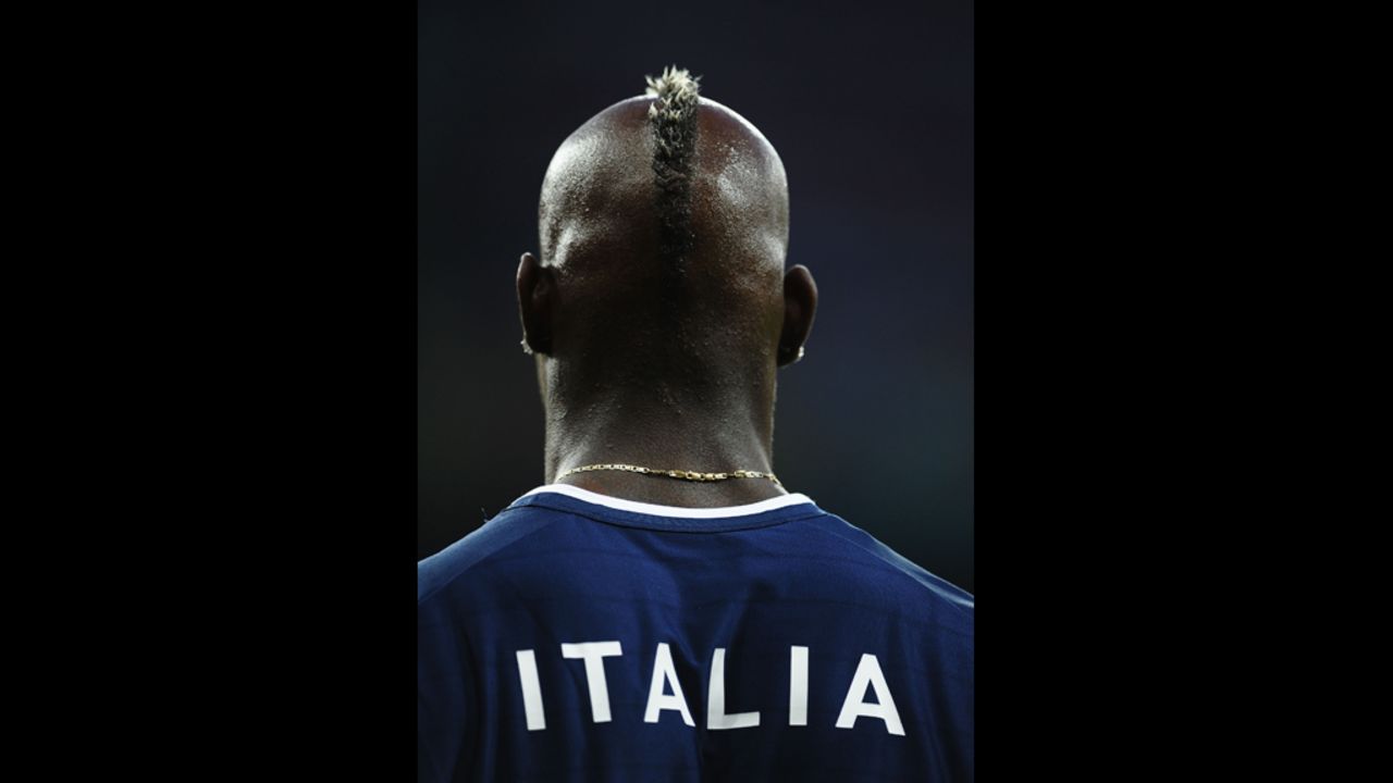 Mario Balotelli of Italy gears up for the match against England on Sunday.