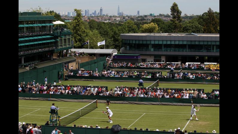 A view of court 15 during men's doubles play on day two of Wimbledon on June 26.