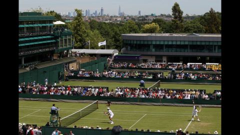 A view of court 15 during men's doubles play on day two of Wimbledon on June 26.