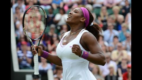 Serena Williams of the U.S. beat Barbora Zahlavova Strycova of the Czech Republic on June 26. 