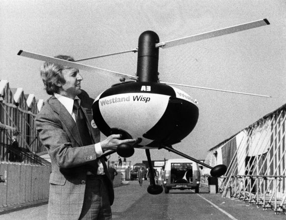 A forerunner of modern day drone aircraft, the radio-controlled Westland Wisp was displayed at the 1976 Farnborough Airshow.