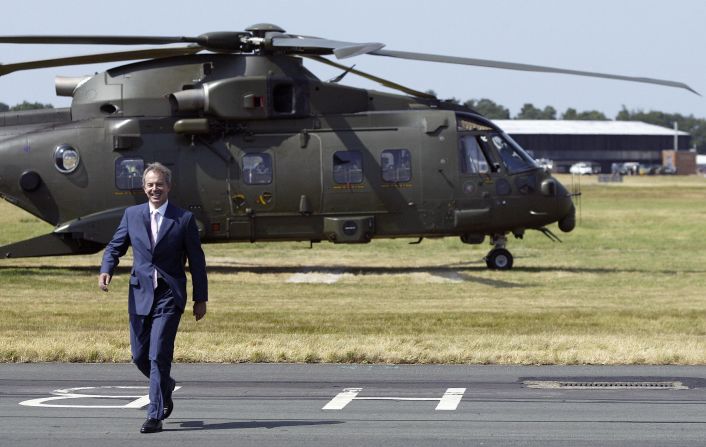 Then UK Prime Minister Tony Blair visits the air show in 2006. Current Prime Minister David Cameron is reportedly opening this year's event.
