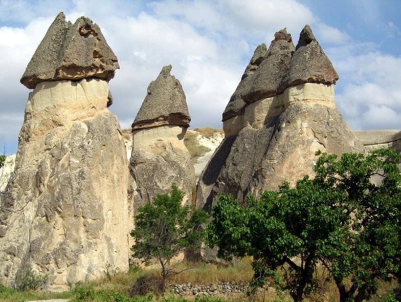 Early settlers made homes in these natural formations called fairy chimneys.