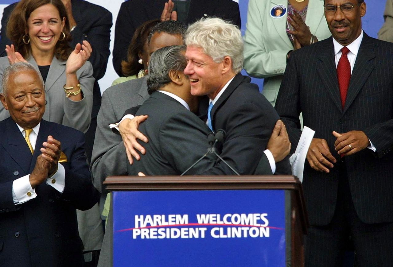 U.S. Rep. Charlie Rangel and the Clintons have a long history.  Rangel welcomed President Bill Clinton in a huge embrace on July 30, 2001, the first day in his Harlem business offices.