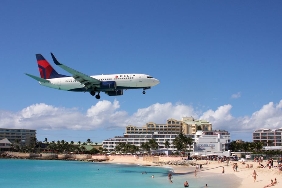 Customers at the Sunset Bar & Grill on Maho Beach "go crazy," when the big planes fly overhead, says bar employee Dianne Carbon. "When they're taking off or coming in -- it's almost like it was an earthquake."